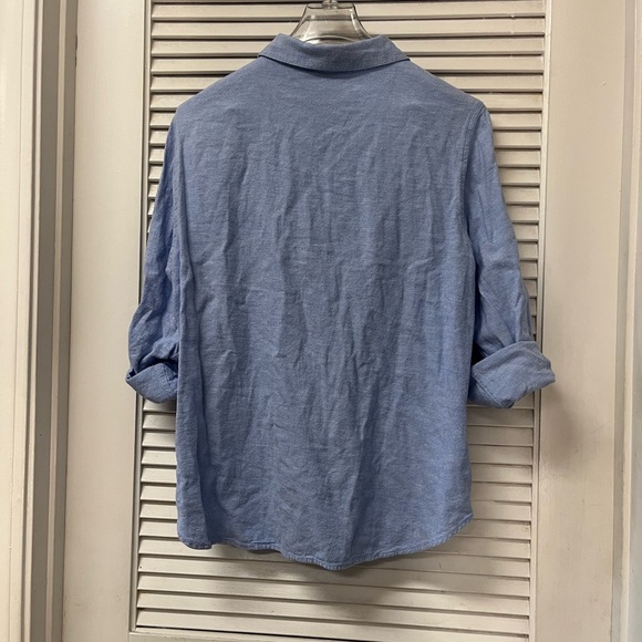 EUC✨ORVIS ✨women linen button down Blue Casual Shirt✨L - Picture 2 of 8